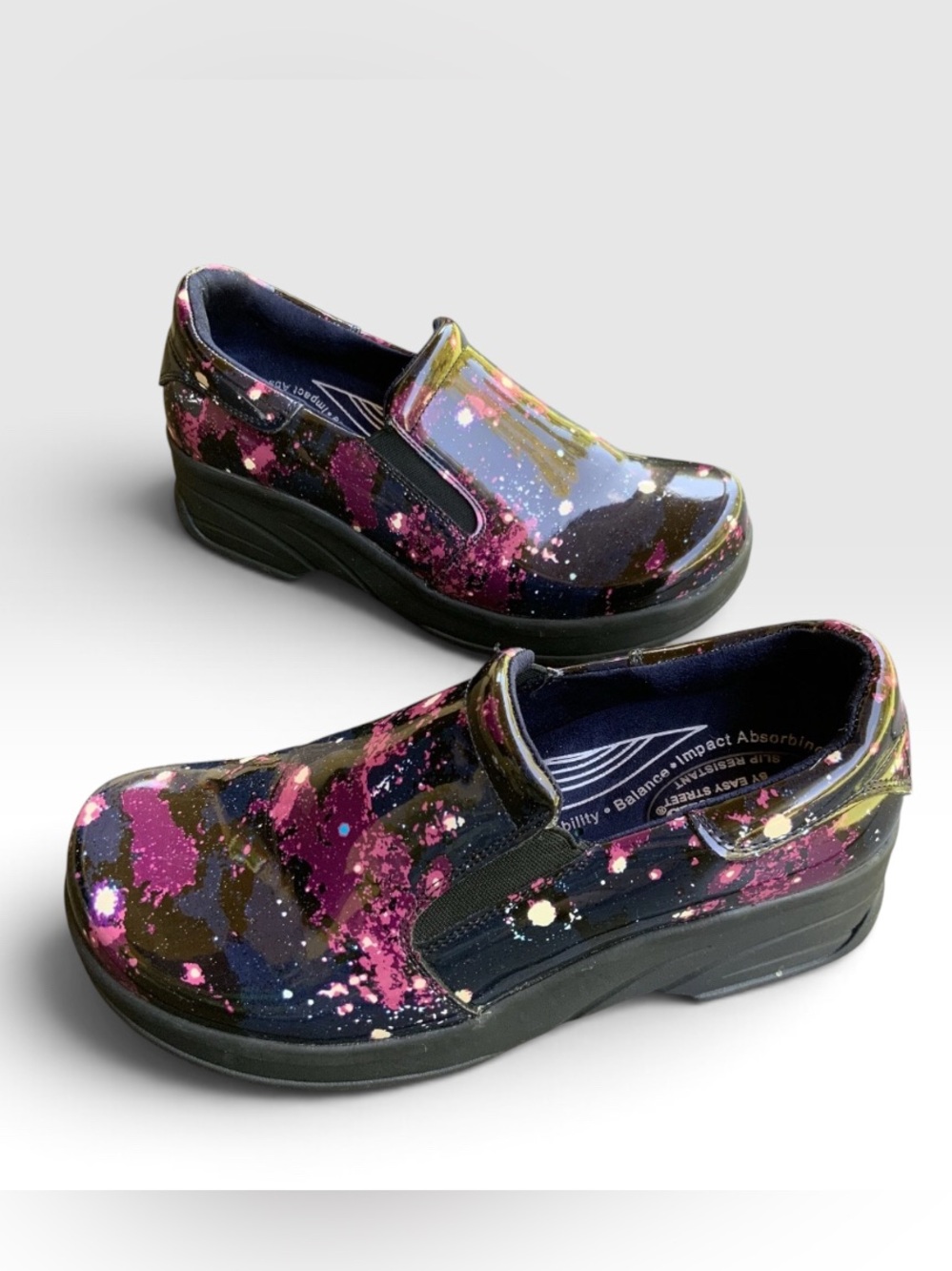 Easy Street Pink Galaxy Cosmic Clogs Size 8.5 Comfort Nursing Whimsigoth Artsy